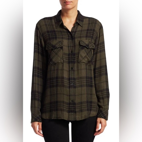 Rails Brent Plaid Sport Shirt In Olive Jet - Size M - Picture 1 of 6